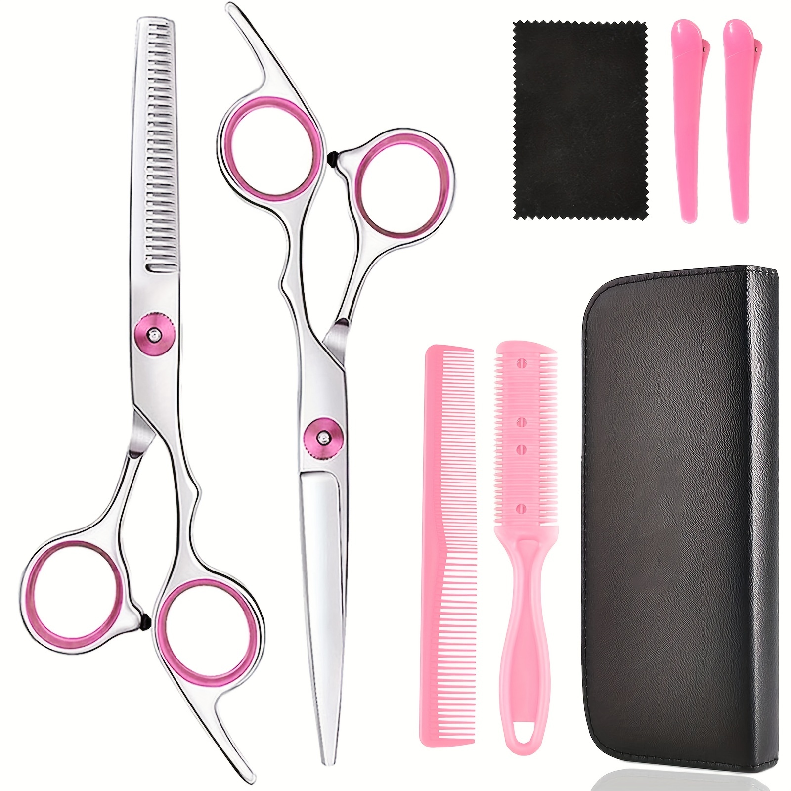 Hair Cutting Scissors Kits, Hairdressing Shears Set Professional Thinning  Scissors - pink