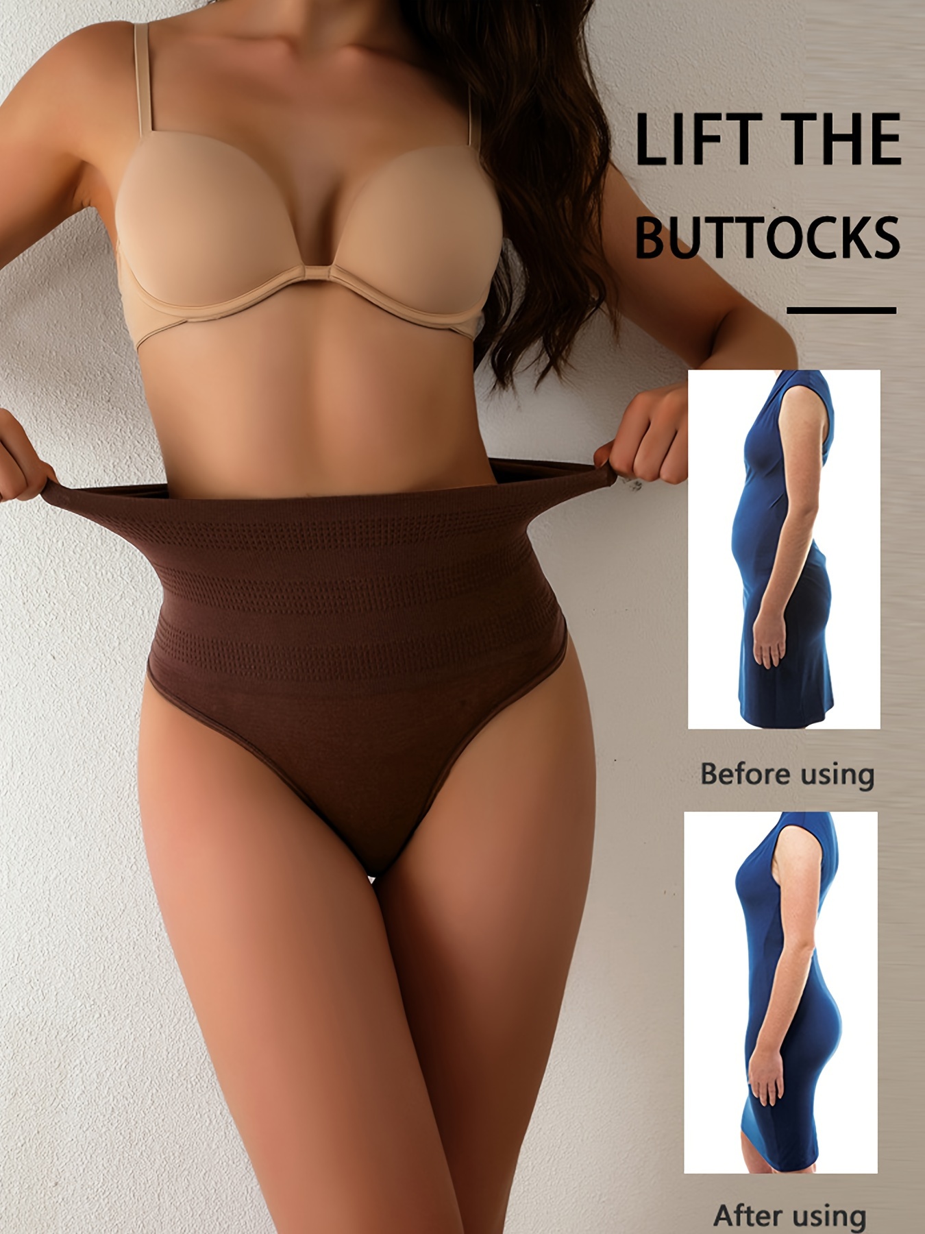 5pcs Letter Pattern High Waist Shaping Thongs, Tummy Control Compression  Panties To Lift & Shape Buttocks, Women's Underwear & Shapewear