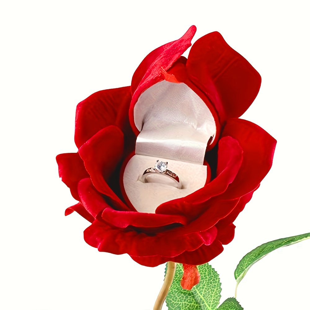 1pc Rose Flower Ring Box Engagement Ring Box Proposal Ring, Ceremony,  Wedding Or Special Occasion Red Rose A Romantic Gift, Valentine's Day Gift 