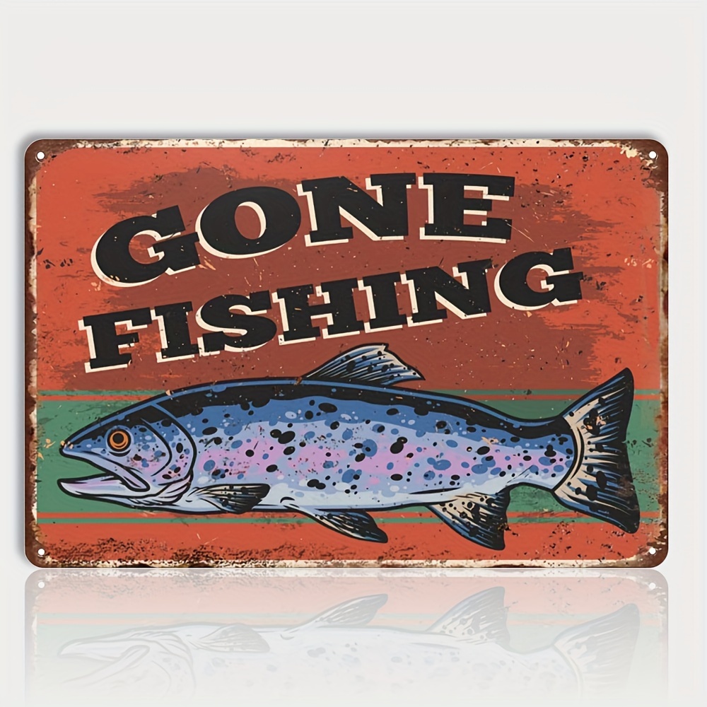 1pc Fishing Decor Vintage Fishing Signs For Man Cave Sign - Temu