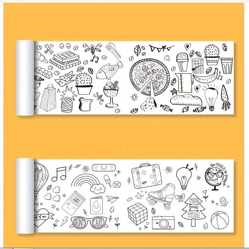 Children's Drawing Roll Coloring Paper Roll For Kids Sticky - Temu