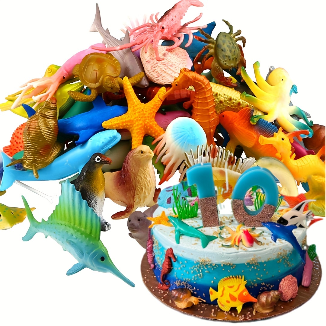 Ocean Sea Animal Cupcake Topper Assorted Mini Plastic Animal - Temu