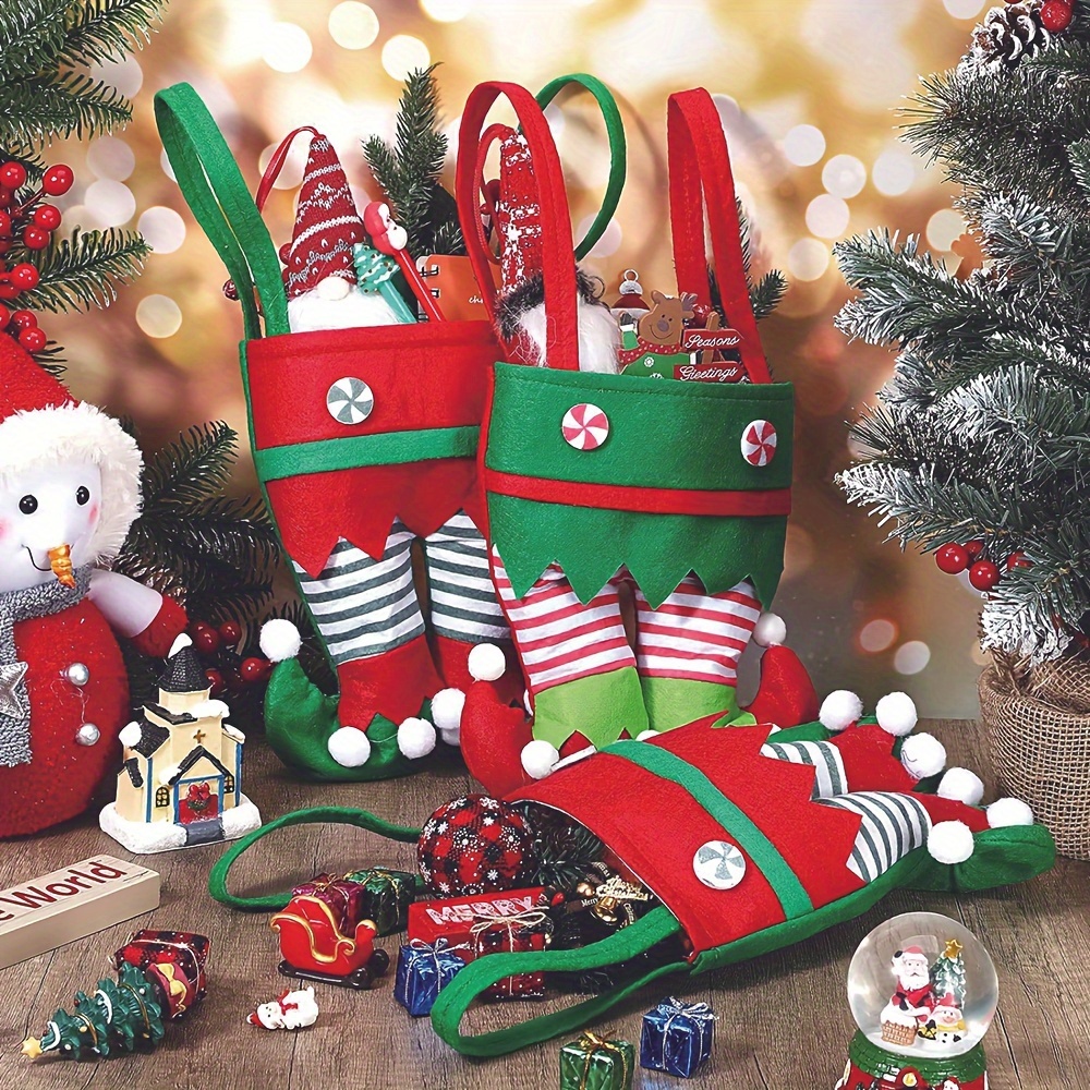 10 bolsas de tela de algodón con temática navideña, bolsa de caramelos,  bolsas con cordón, para decoración de regalo de aperitivos de fiesta de