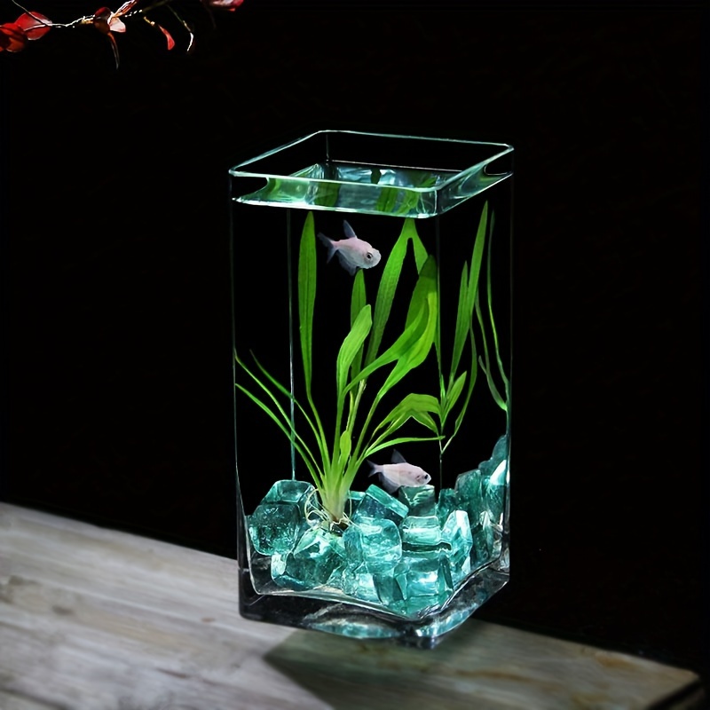 クリアスクエアガラス水槽肥厚高品質水槽熱帯魚水槽水耕花瓶デスクトップ花瓶飾り装飾