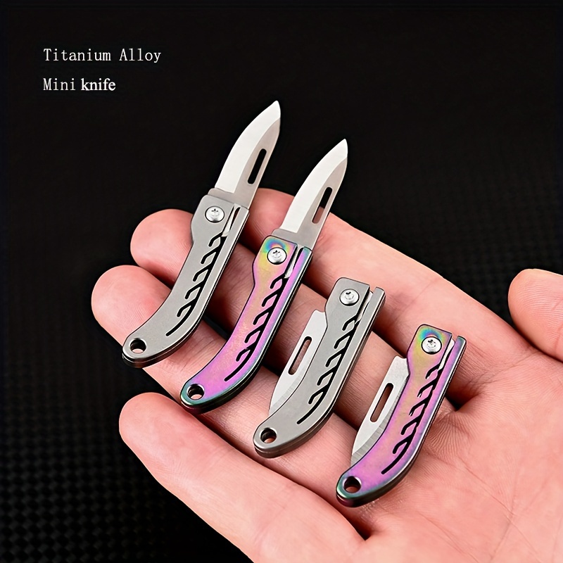 Edc Keychain Knife Tool Mini Brass/titanium Folding Knife - Temu