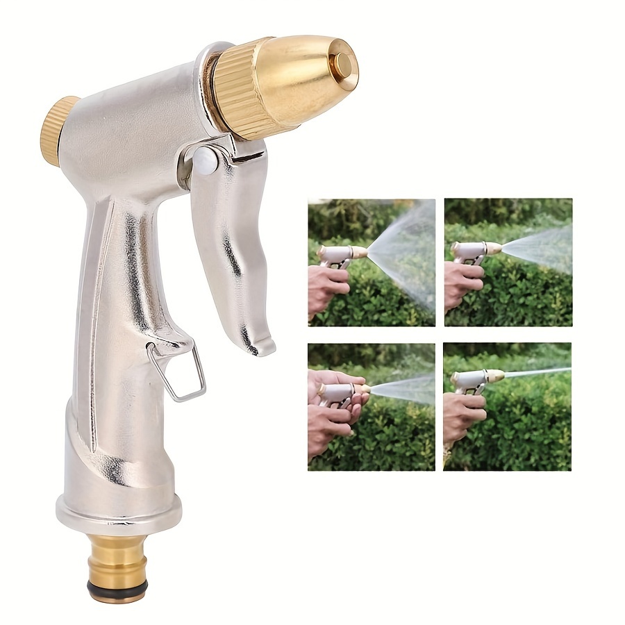 

1pc Garden Hose Nozzle Sprayer, Heavy Duty Metal Handheld Water High Pressure In 4 Spraying Modes For Hand Watering Plants And Lawn, Car Washing, Patio Pet