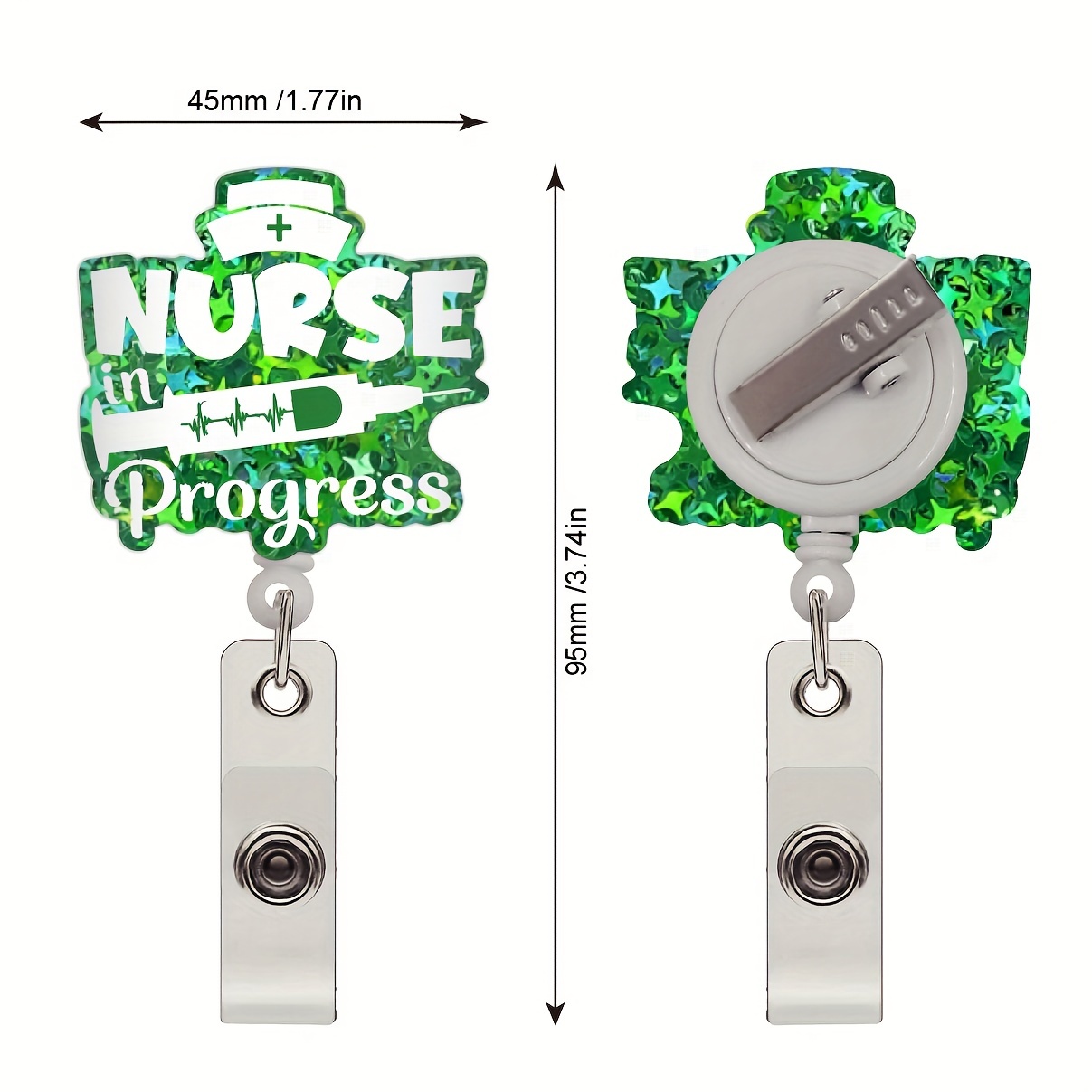 Nurse Black Retractable Glitter Badge Reel Rotating Belt - Temu Canada