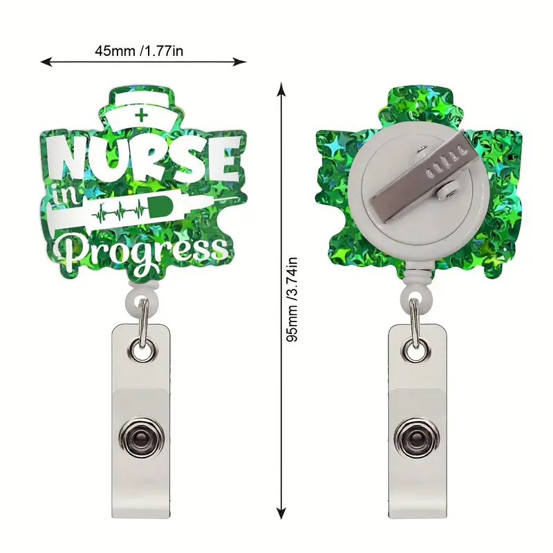 Nurse Black Retractable Glitter Badge Reel, Rotating Belt Clip, Nurse Doctor Office Social Worker Day Shift Problem Night Shift Gift,Temu