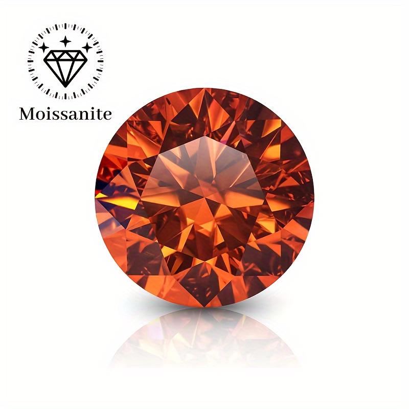 

1pc 0.5/1/2/3/5ct Orange Round Brilliant Cut Loose Moissanite Stone For Making Jewelry Like Engagement Ring, Wedding Band, Earring, Bracelet, Pendant, Necklace