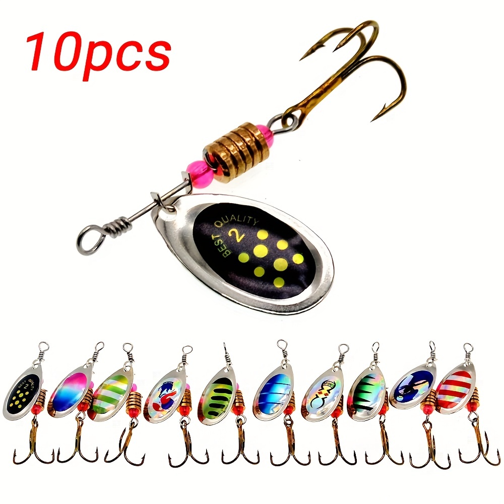 10pcs High-Quality Spinner Fishing Lures with Treble Hooks for Carp Fishing  - Perfect for Catching Big Fish