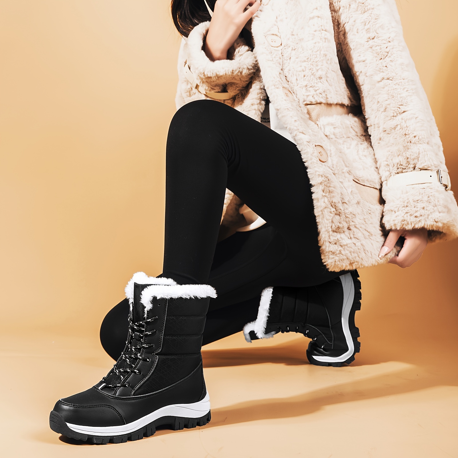 Women's Fashion Waterproof Snow Boots Casual Outdoor Plus - Temu