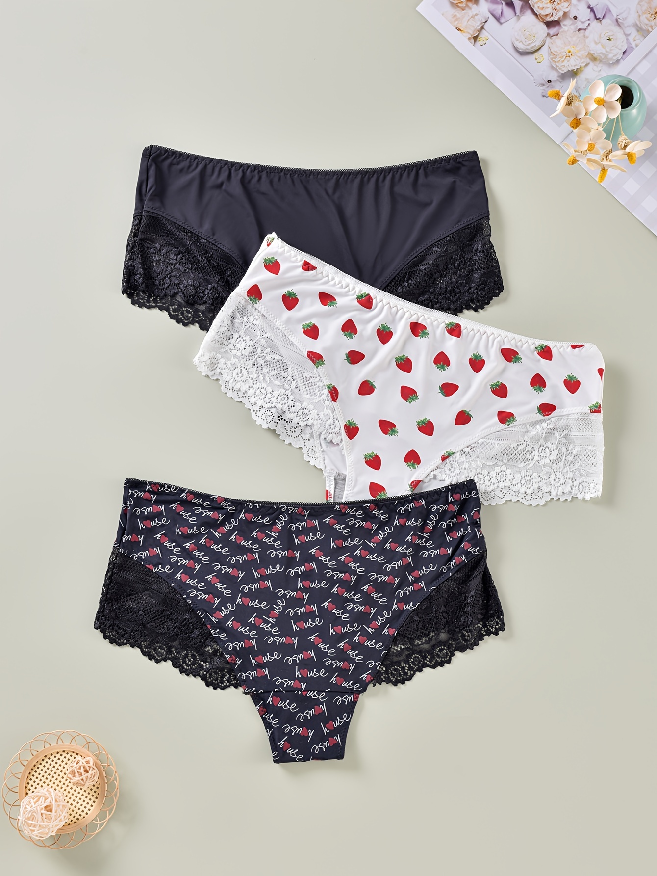 Plus Size Cute Underwear Set Women's Plus Contrast Lace - Temu