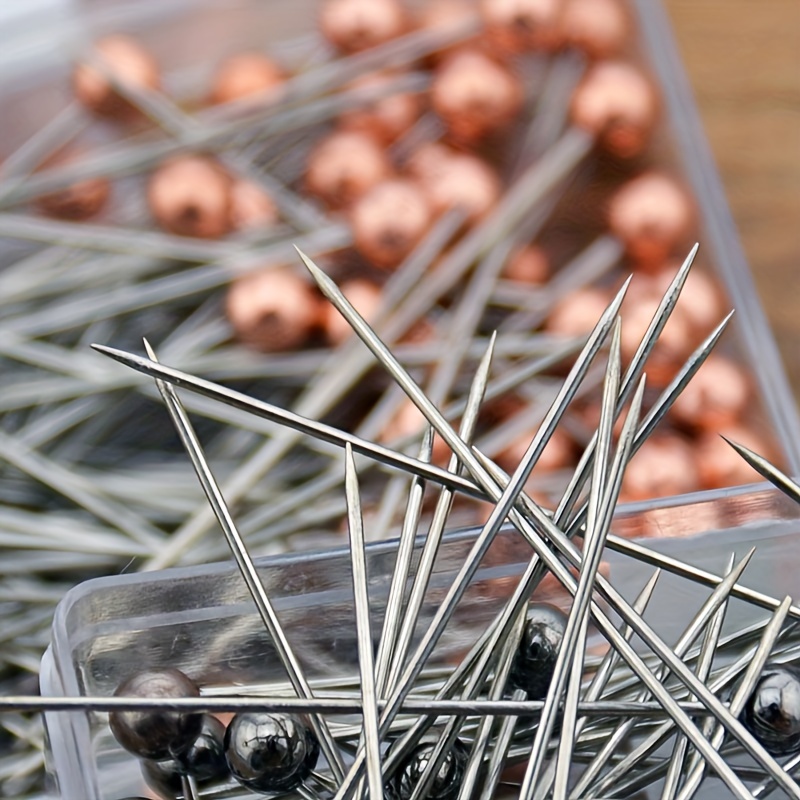 100pcs Metal Four-color Positioning Needles, Colorful Plastic Boxed Bead Needles, Flower Packaging Material Large Head Needles, Fixed Sewing Pins For Tailors, Jewelry DIY