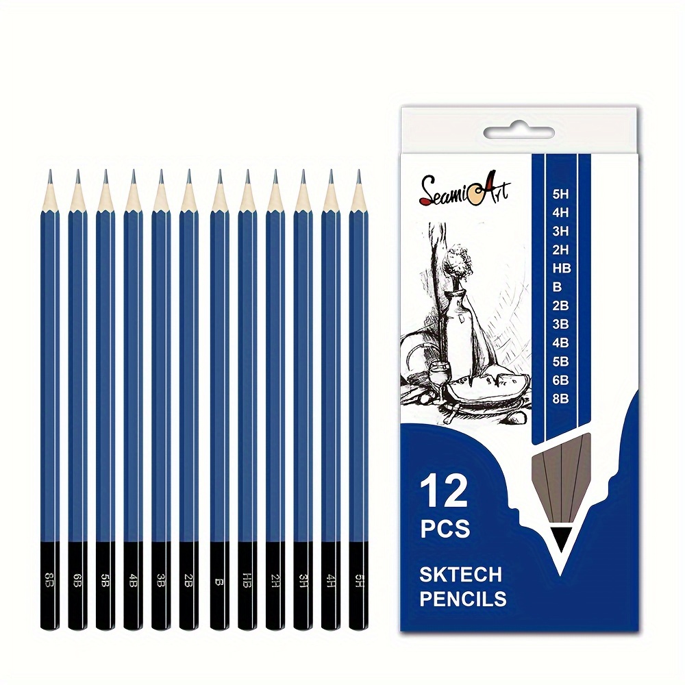 

Seamiart 12-piece Sketch Pencil Set, Medium Point, Round Body, Erasable, Ambidextrous, For Drawing And Art Supplies