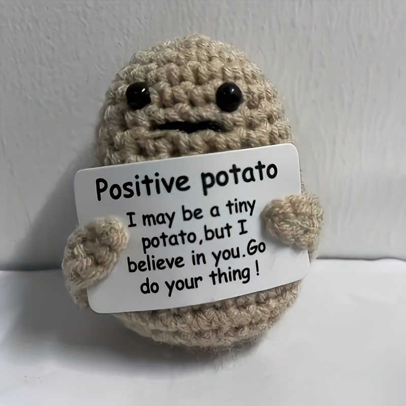 Cute Knitted Doll With Inspirational Card Fun Knitted Fruit - Temu