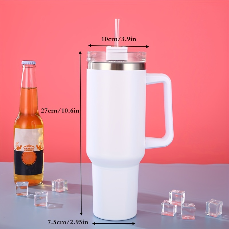 40 oz. With Logo Stainless Steel Thermos Handle Water Glass With Lid And  Straw Beer Glass Car Travel Kettle Outdoor Water Bottle