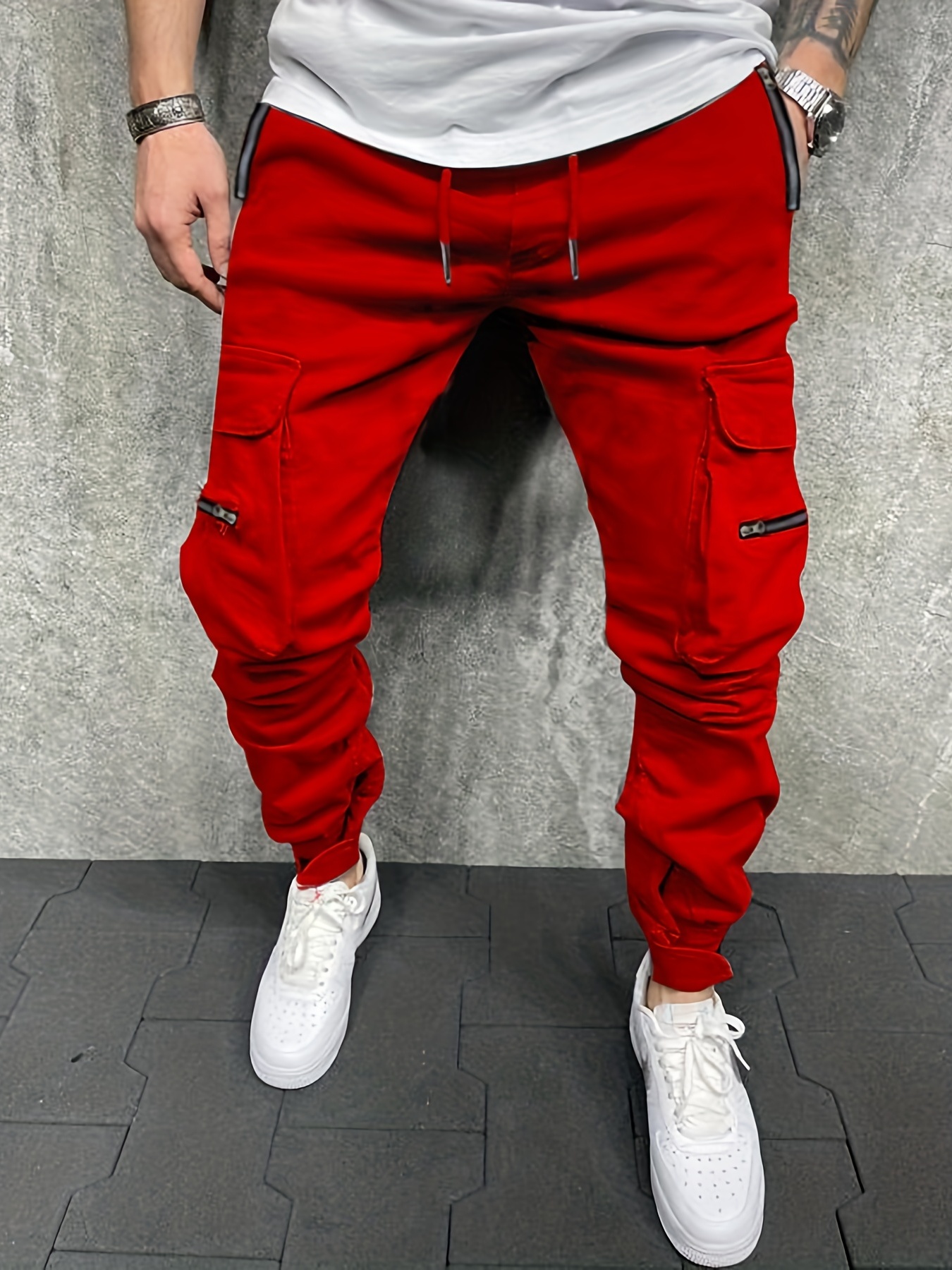 Pantalones Jogging Cargo Color Liso Estilo Callejero Talla - Temu