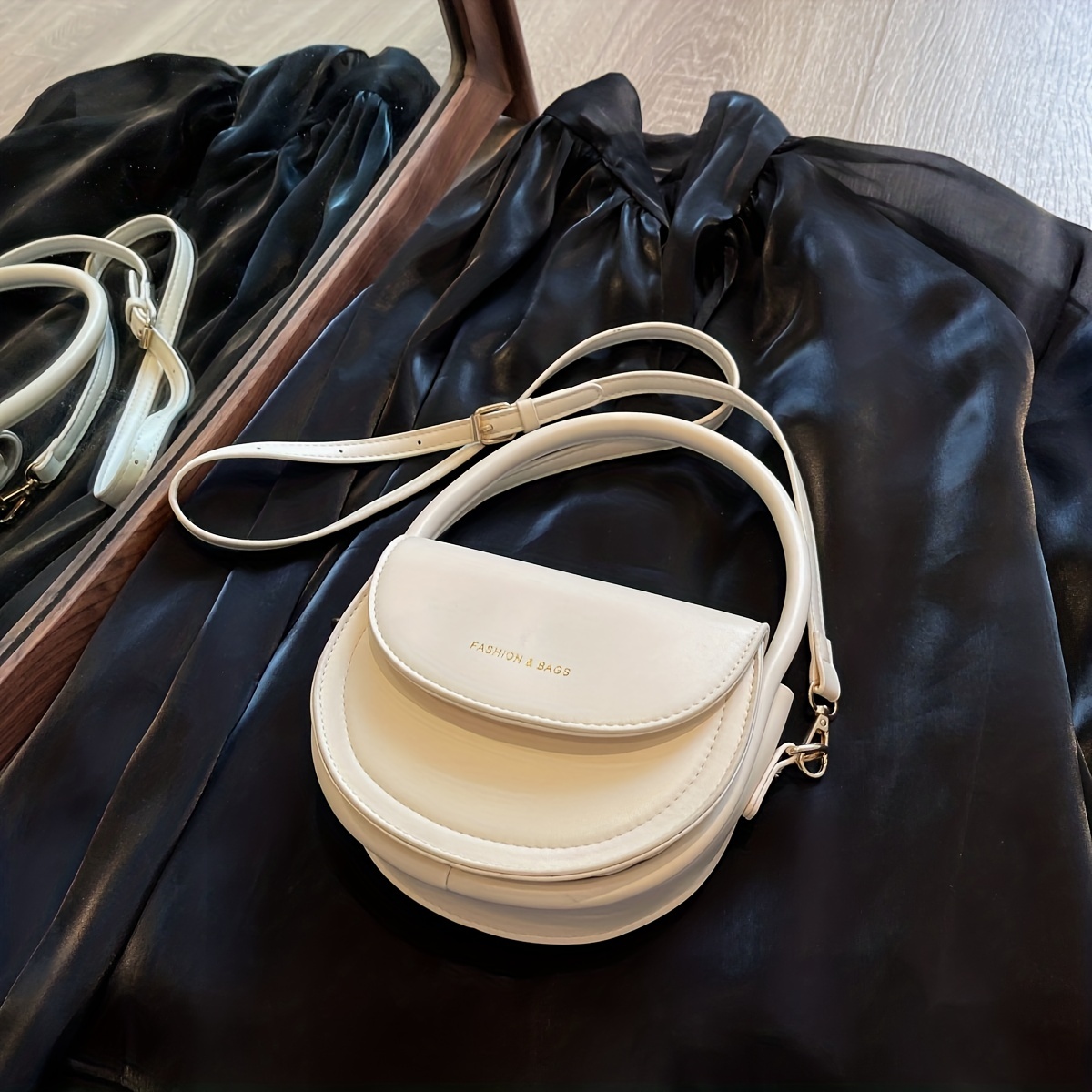 Mini Top Handle Crossbody Crescent Bag, Pu Leather Textured Bag