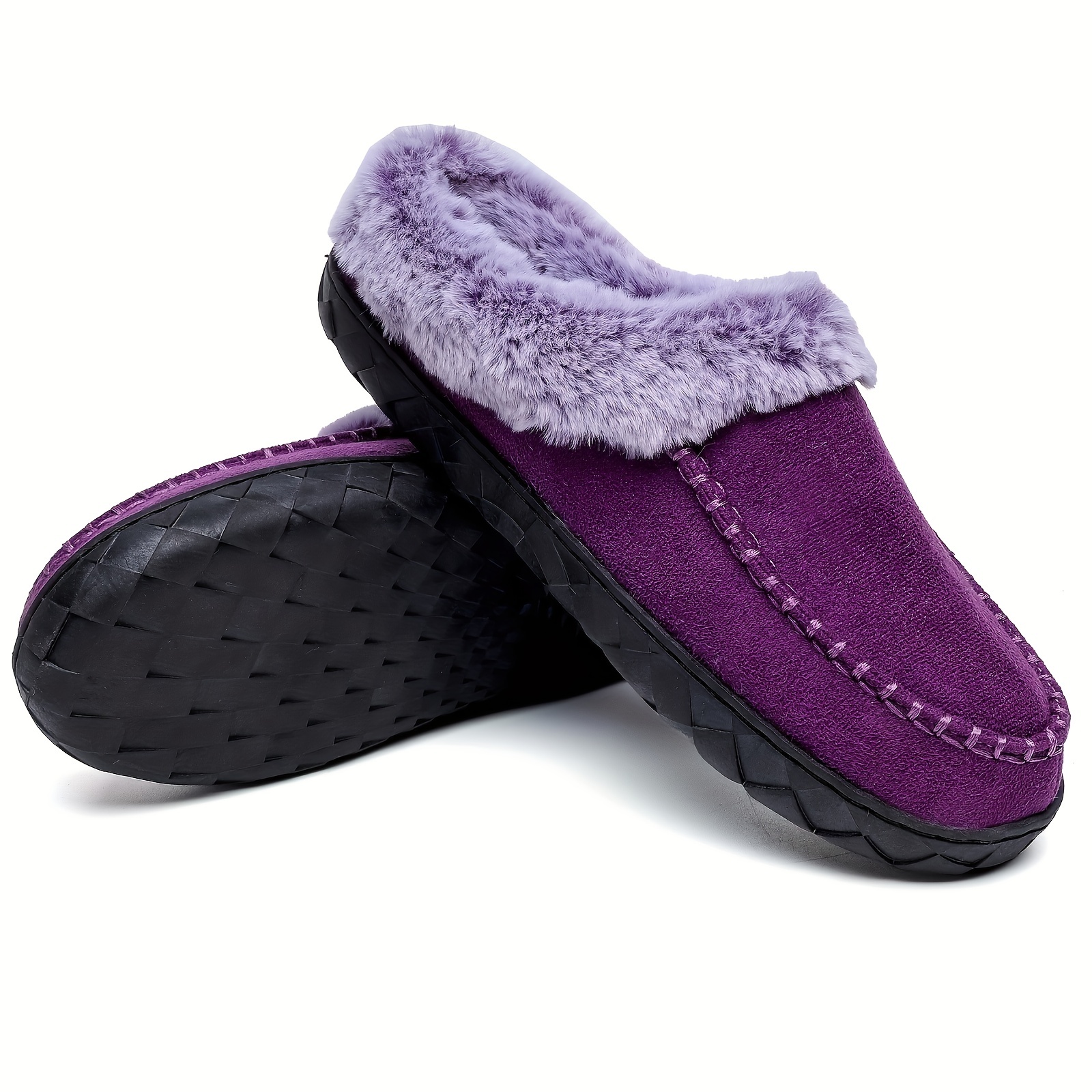 Solid Color Winter Plush Slippers Closed Toe Soft Sole Fuzzy - Temu