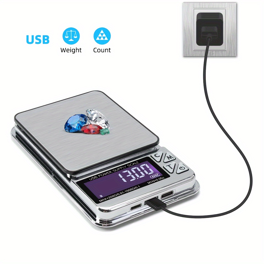 Báscula electrónica portátil alimentada por USB para cocina con función de  sincronización, accesorio para hornear, 3kg/0,1g