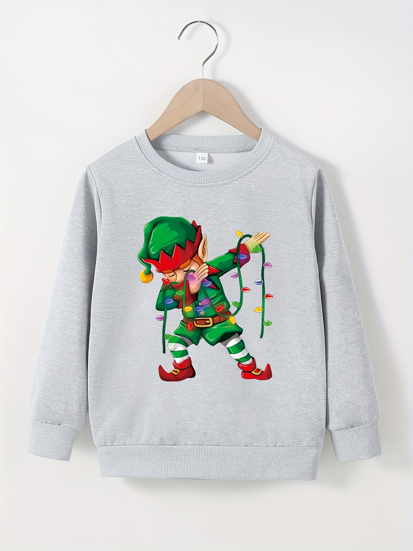 Dancing Christmas Elf Print Sweatshirt Kids Casual Pullover Temu