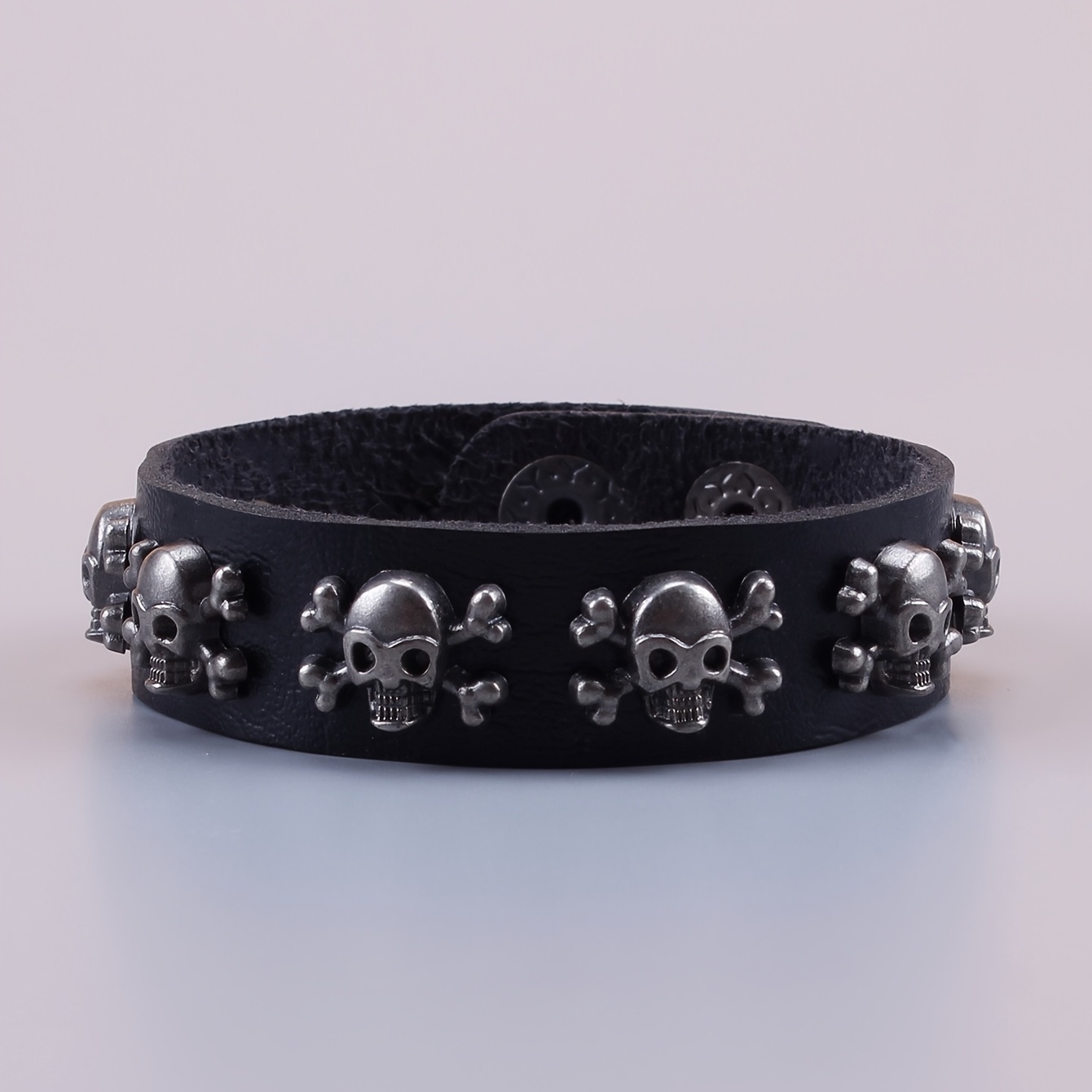 Punk Crossbones Skull Pu Leather Spiked Bracelet
