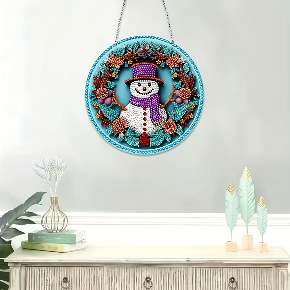 Diy Diamond Painting Suncatcher Christmas Snowman Size - Temu