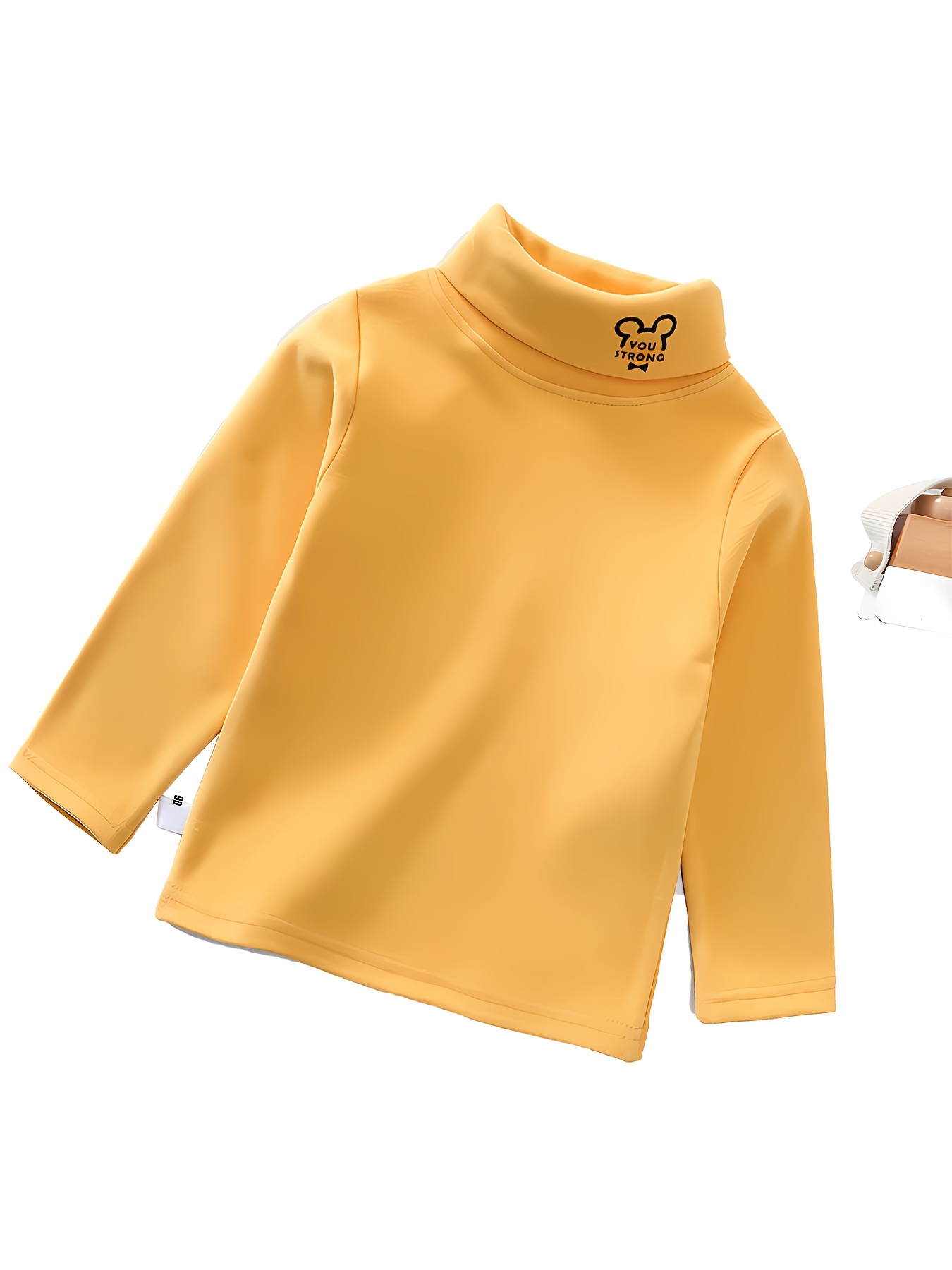 Camiseta de cuello alto de punto de canalé y mangas con volantes, niña  amarillo oscuro estampado - Vertbaudet