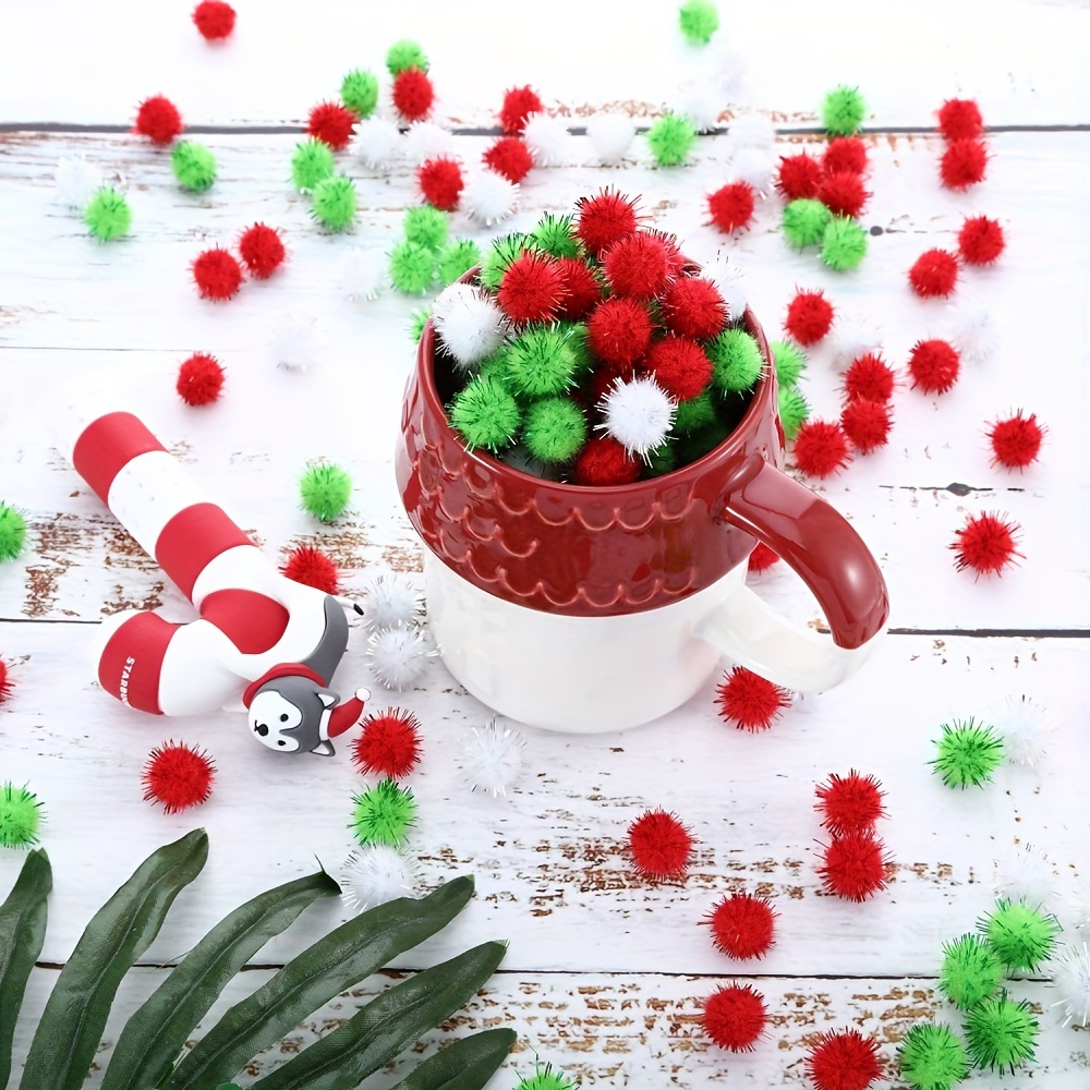 Christmas Pompoms Glitter Fluffy Pom Poms Balls For Diy - Temu