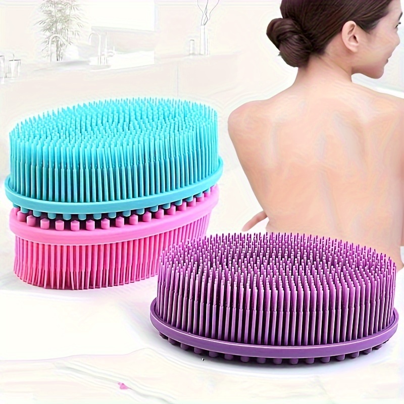 Silicone Shower Brush Back & Body Scrubber (Green, Pink, 2 Pack) 