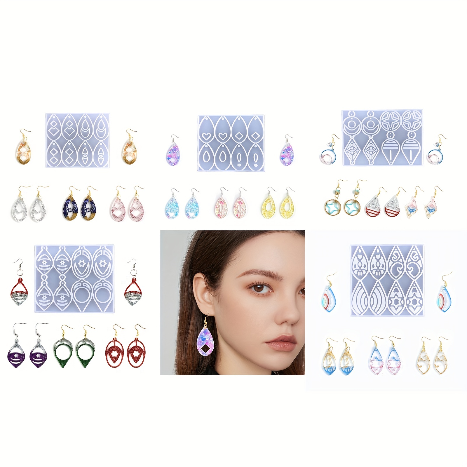 183Pcs Love Butterfly Shape Resin Jewelry Molds Set, Silicone Earring Molds  for Epoxy Resin Casting with Hook Ring for Pendant