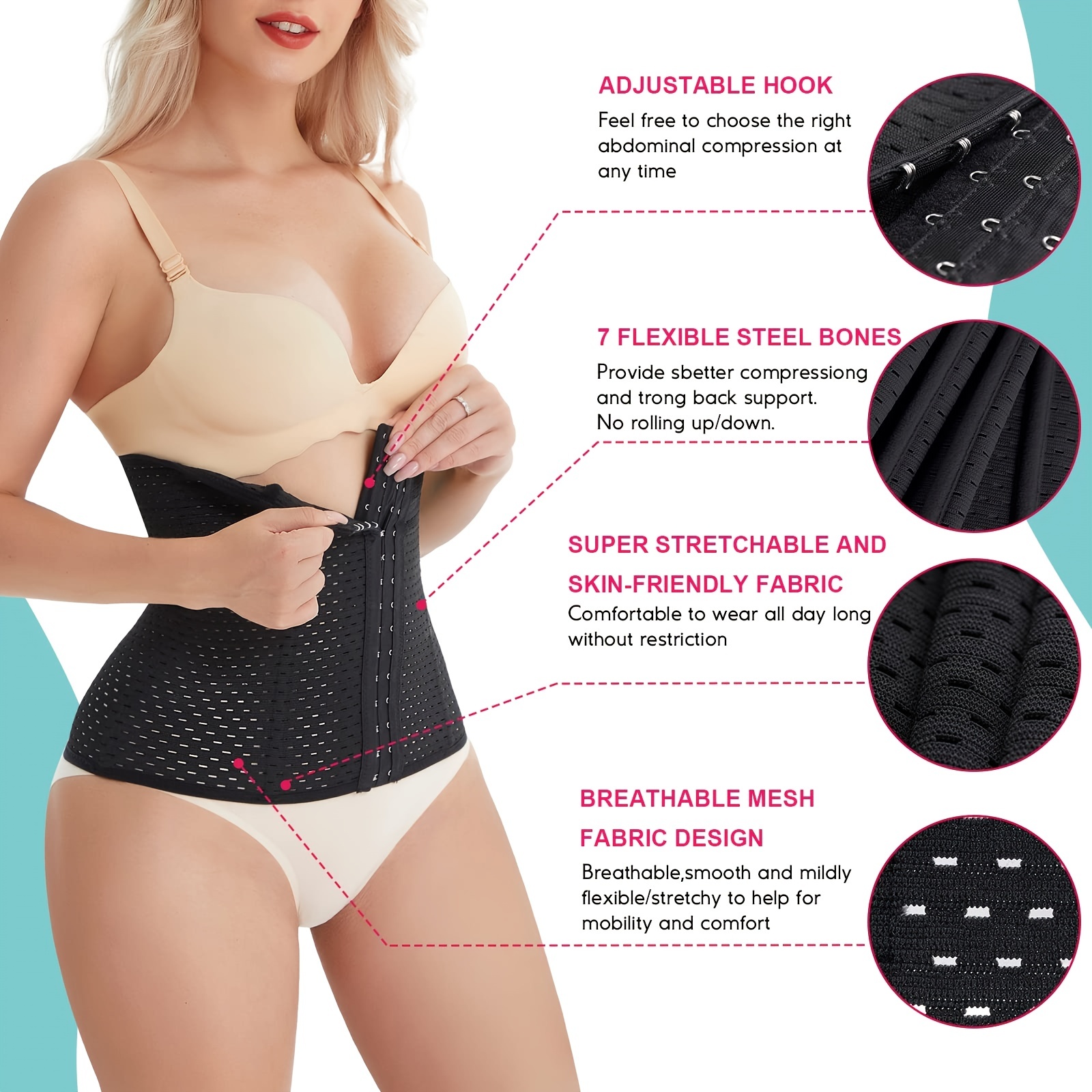 Plus Size Waist Trainer for Women, Tummy Control Belly Wrap, Adjustable and  Non-Slip