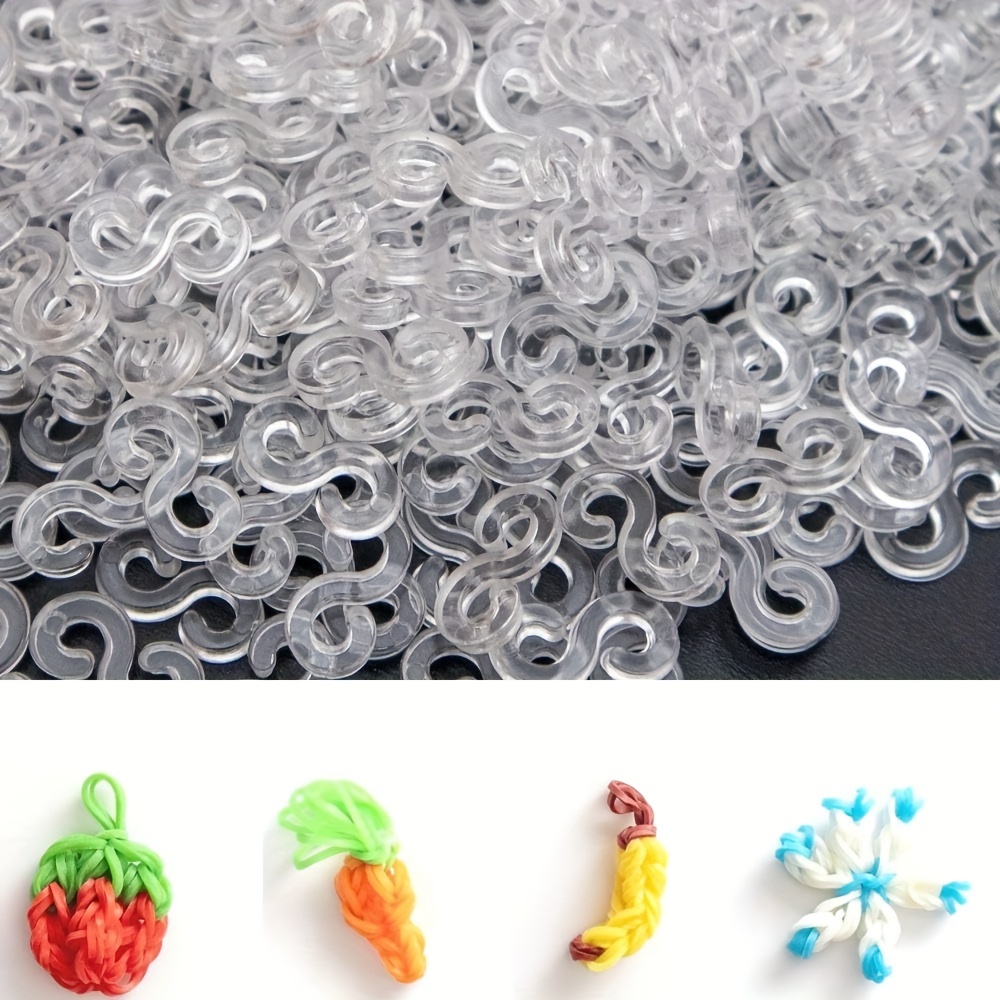 500pcs Acrylic S Clips Rubber Band Clasps Plastic Connector for