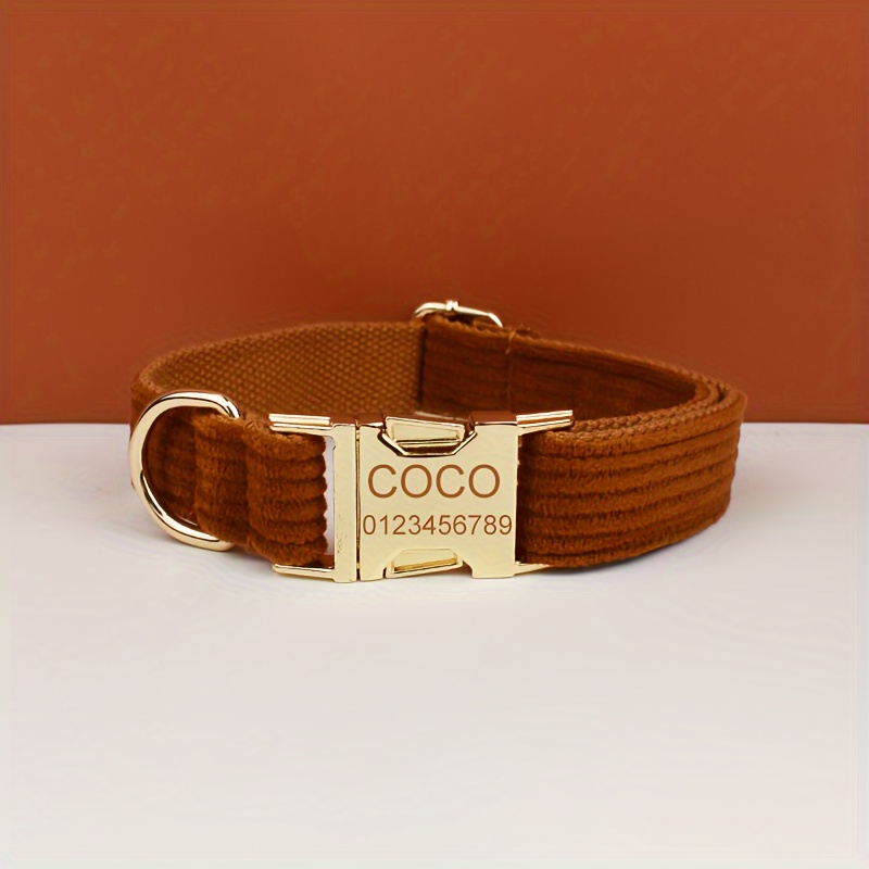 

[customized] Chocolate Corduroy Pet Collar Dog Collar Outdoor Dog Walking Leash Tow Rope Dog Collar Harness, Adjustable Collar With Bow Tow Leash (chocolate Color Set)