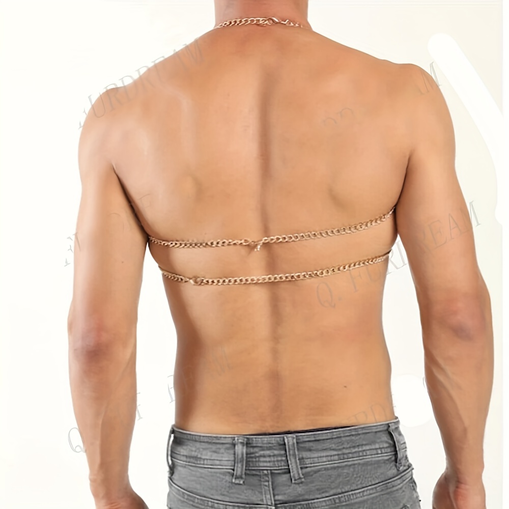 Punk Metal Chest Chain Belt Leather Body Harness Men Body - Temu