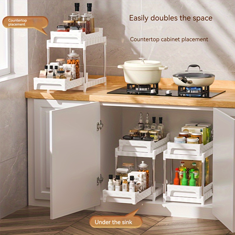 1pc Kitchen Sink Pull-out Storage Rack With Layers For Cabinet