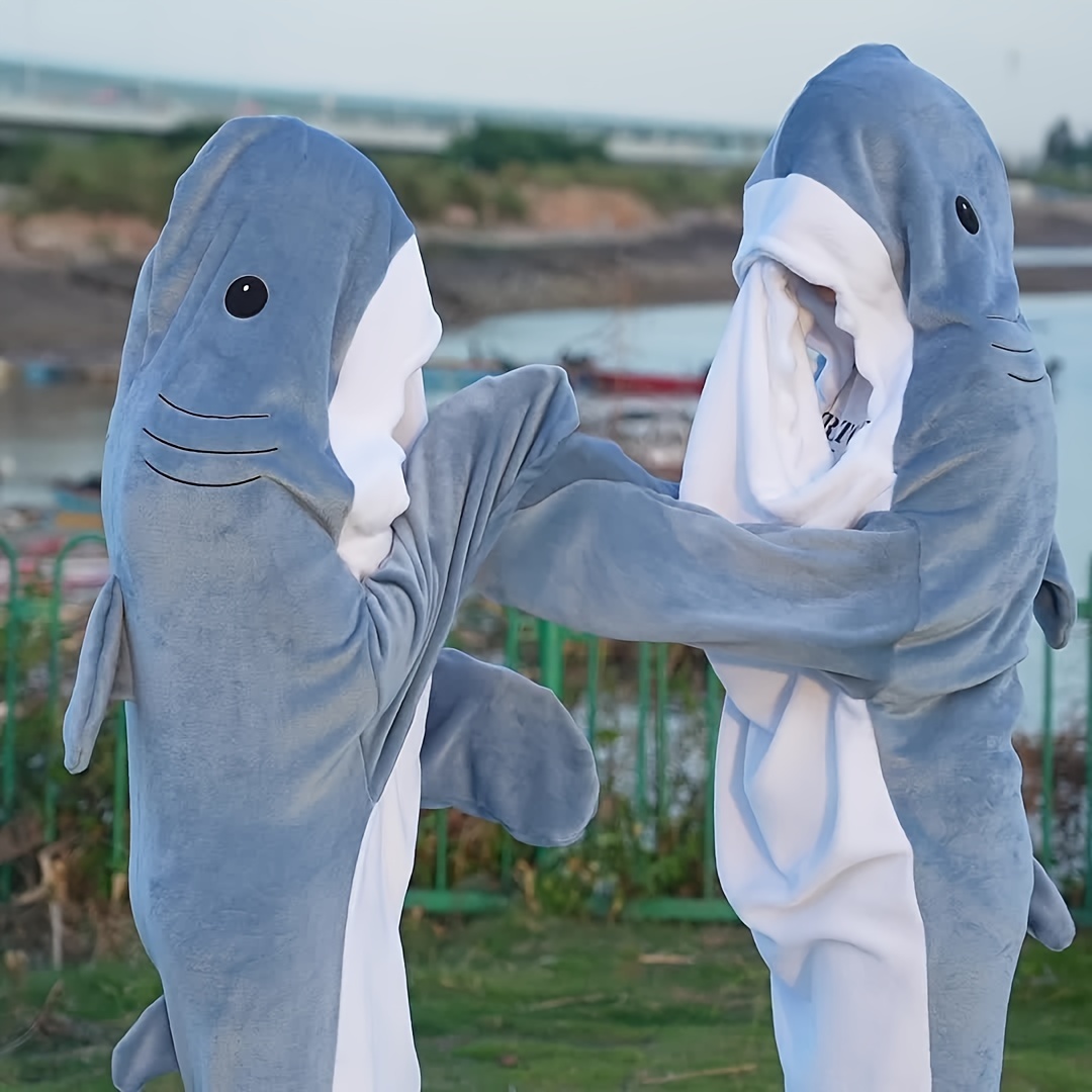 Manta de franela de tiburón con capucha, manta usable, Sudadera