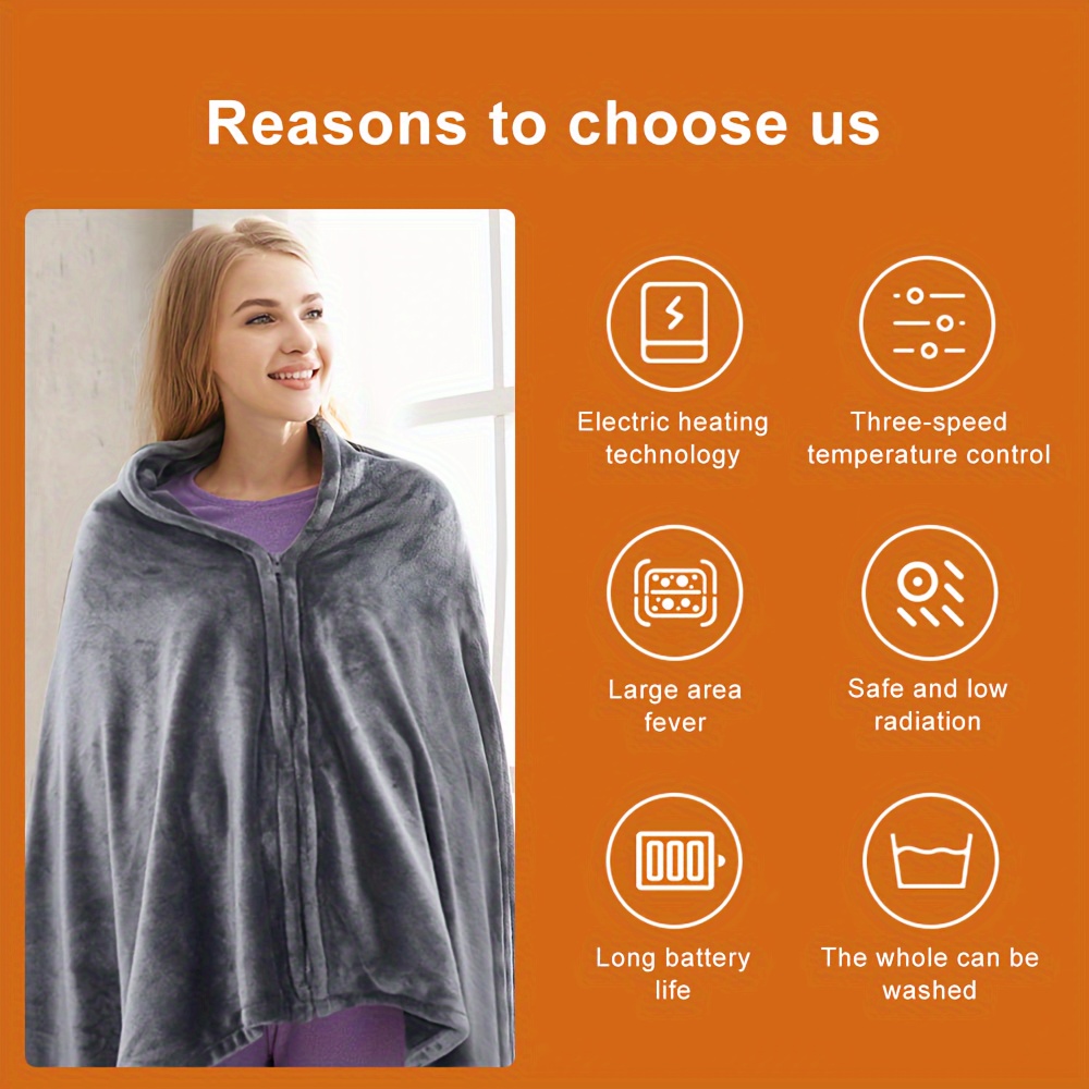 1pc Heated Throw Blanket Without Battery Shawl Smart Portable Usb Powered Electric  Blanket Rechargeable Wearable Shawl Without Battery Heating Pad Not  Suitable For People With Pacemakers - Home u0026 Kitchen - Temu Austria