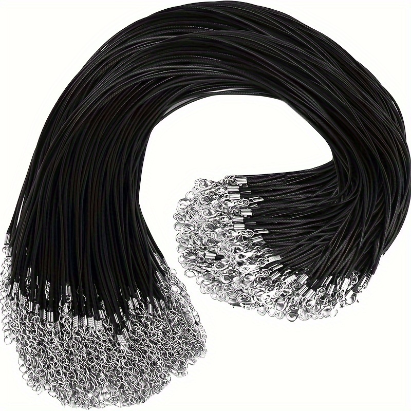 

100 Strands Black Leather Necklaces With Buckles For Pendants High Quality Jewelry Making Waxed Necklaces Bracelet Ropes Accessories
