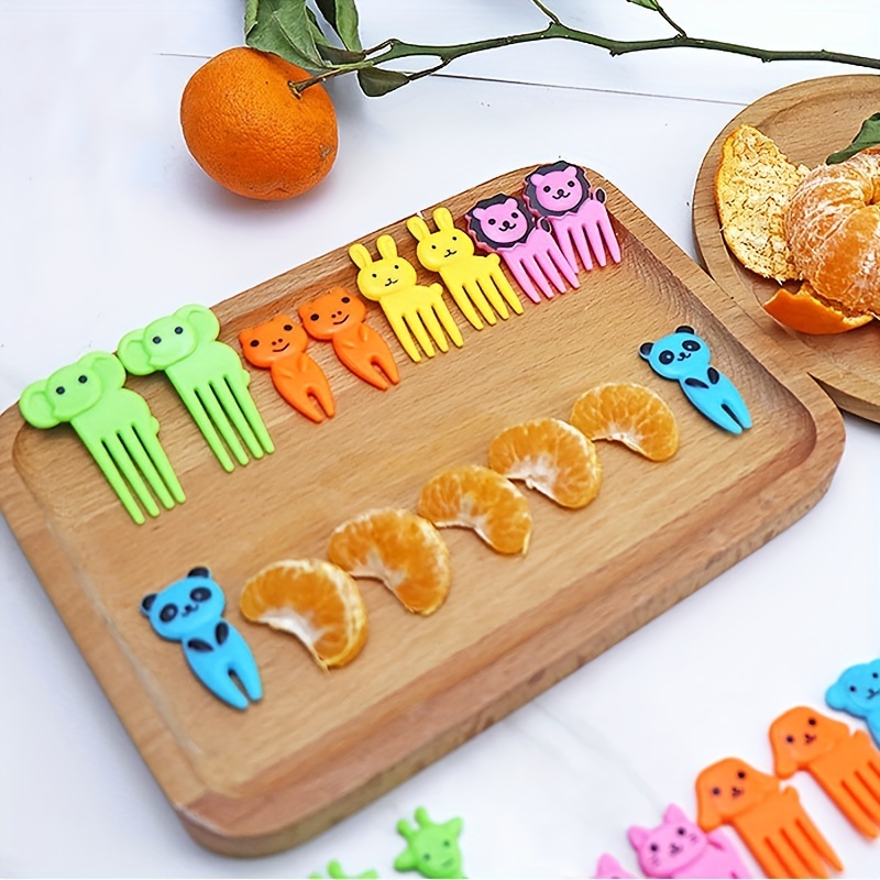 10/50Pcs Mini Cartoon Animal Food Picks for Kids Cute Food Fruit Fork  Reusable