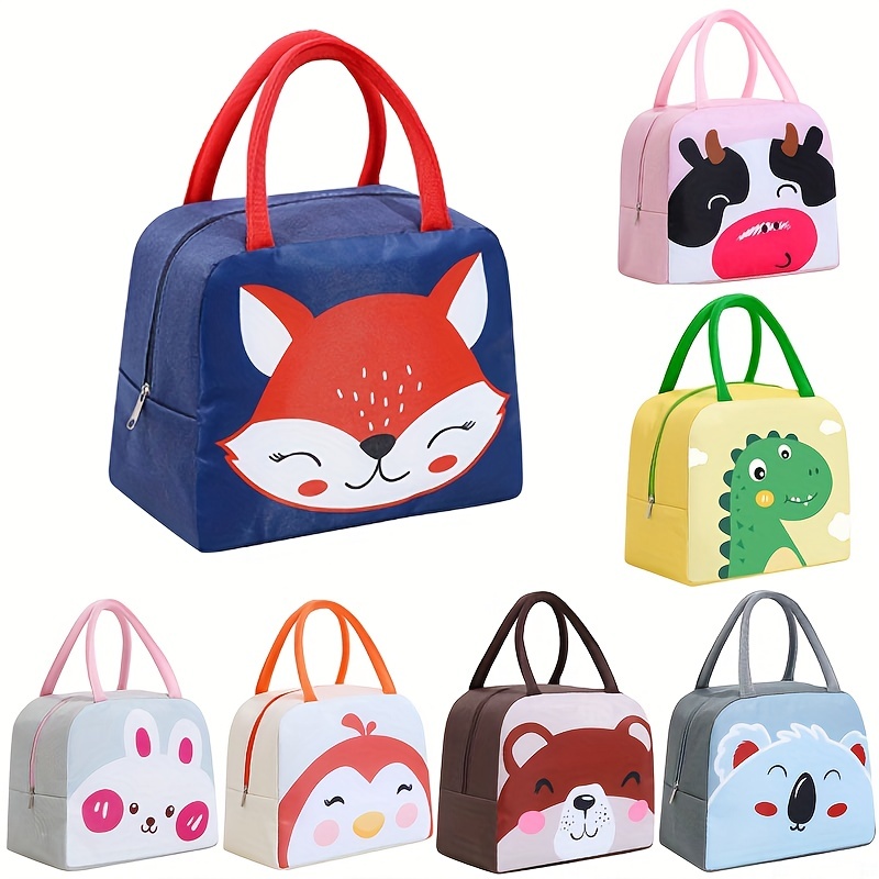 

Cute Animal-themed Insulated Lunch Bag For Kids - Reusable, Waterproof & Oil-proof Bento Box Carrier With Handle - Perfect For School, Picnics & Work