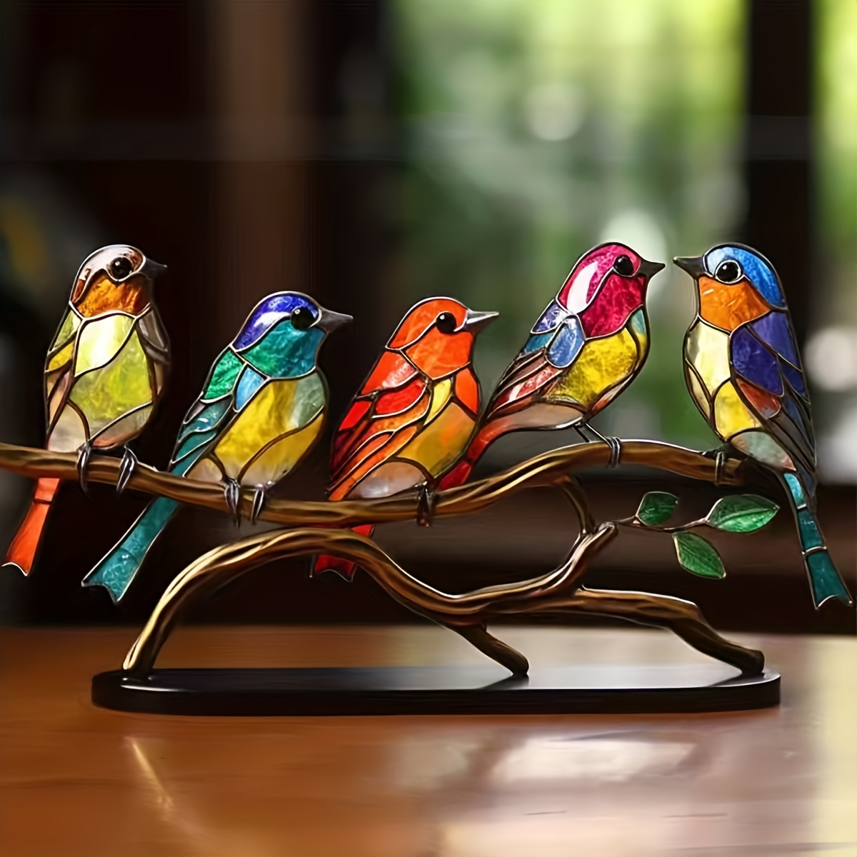 Attrape-soleil multicolore en fil de fer, oiseaux créatifs