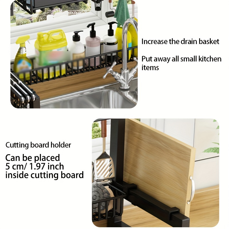 Over The Sink Dish Drying Rack, 2-tier Kitchen Dish Rack With Multiple  Baskets, Easy Installation, Kitchen Accessories,space-saving, Kitchen  Organization And Storage, Black - Temu