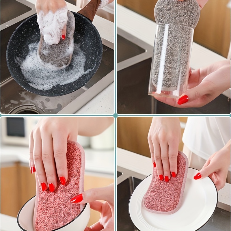 2PCS Kitchen Rags 5Pcs Dish Cloth Double-Sided Two-Color Dish