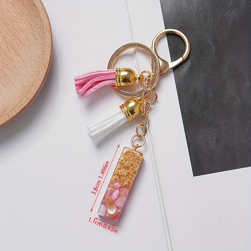 1pc Letter Alphabet Keychain Resin Letter A-Z Keyring Cute Key Chain Tassel Charm for Women Girls Gifts,Temu