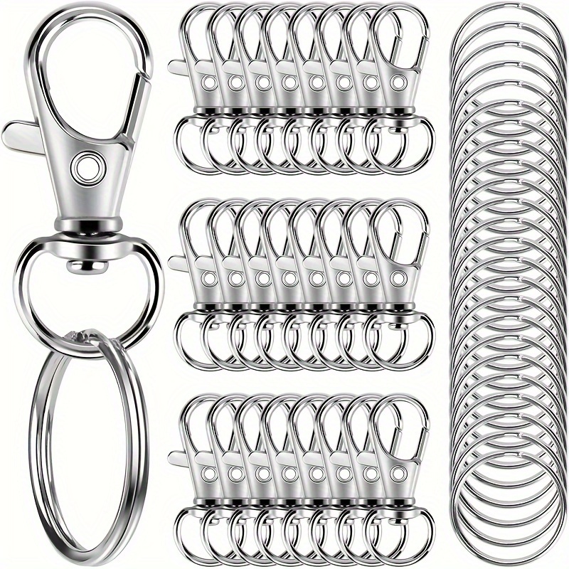 100PCS Premium Swivel Snap Hook Keychains with Key Rings, Metal Keychain  Clip and Key Ring, 50PCS Key Chain Hooks and 50PCS Key Rings for Lanyard  Crafts Jewelry Keychain Making Black 35mm/1.38inches 