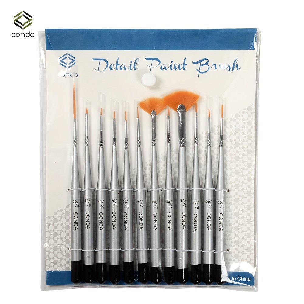 Detail Paint Brush Set - 12 Miniature Brushes for Fine Detailing