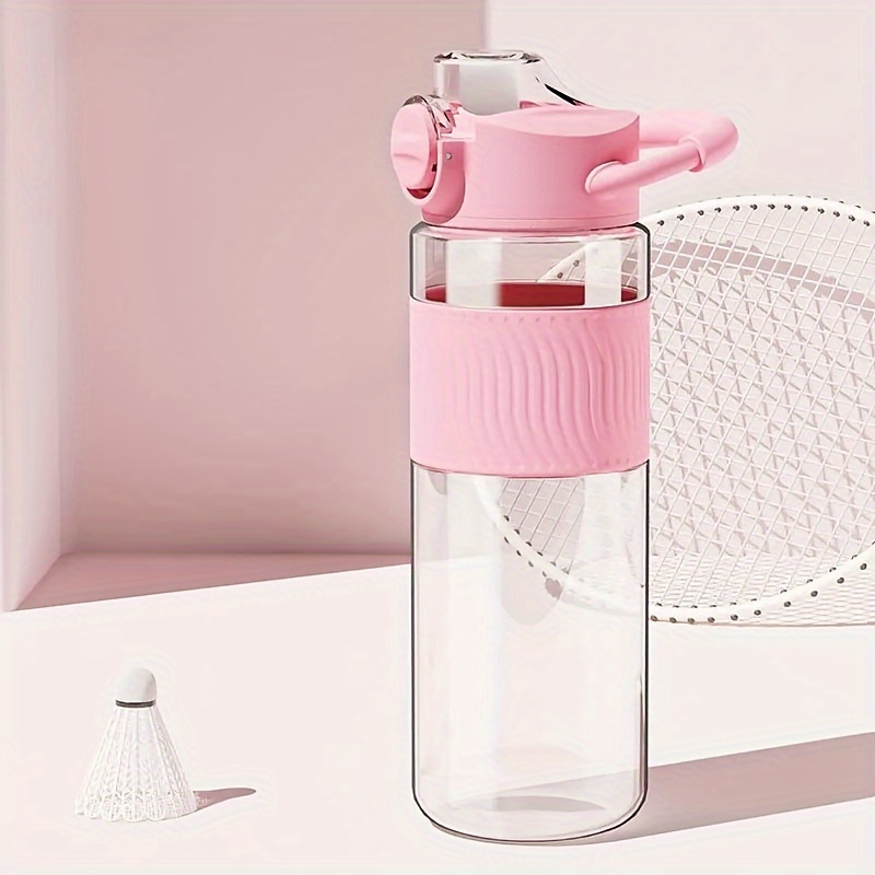 Clear Plastic Water Bottle With Handle, Leakproof Flip Top Water