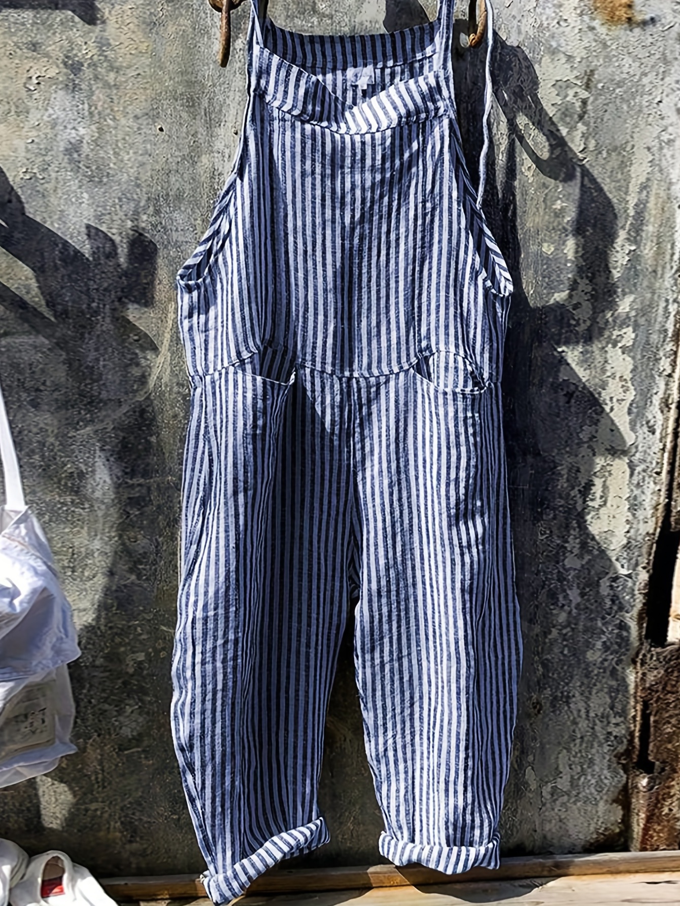 Striped Dungarees for Girls - striped blue, Girls