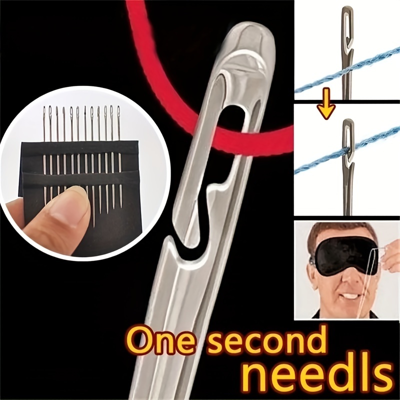 30 Pcs Side Hole Blind Sewing Needles Stainless Steel Elderly Self  Threading Needles Household DIY Threading Needle Barrel